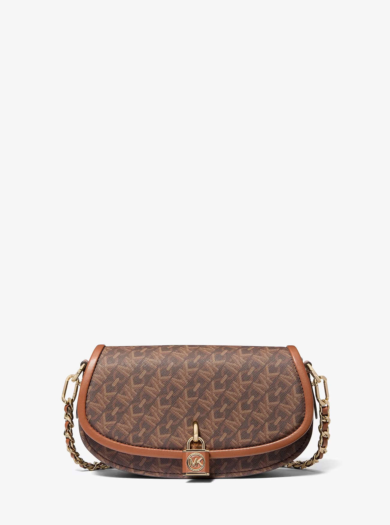 Bolsa Pequena Mila Signature Logo Marrom Mk