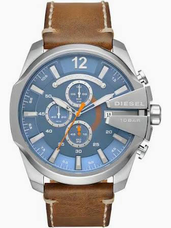 Relogio Masc Diesel Rodio Pulseira Couro Marrom